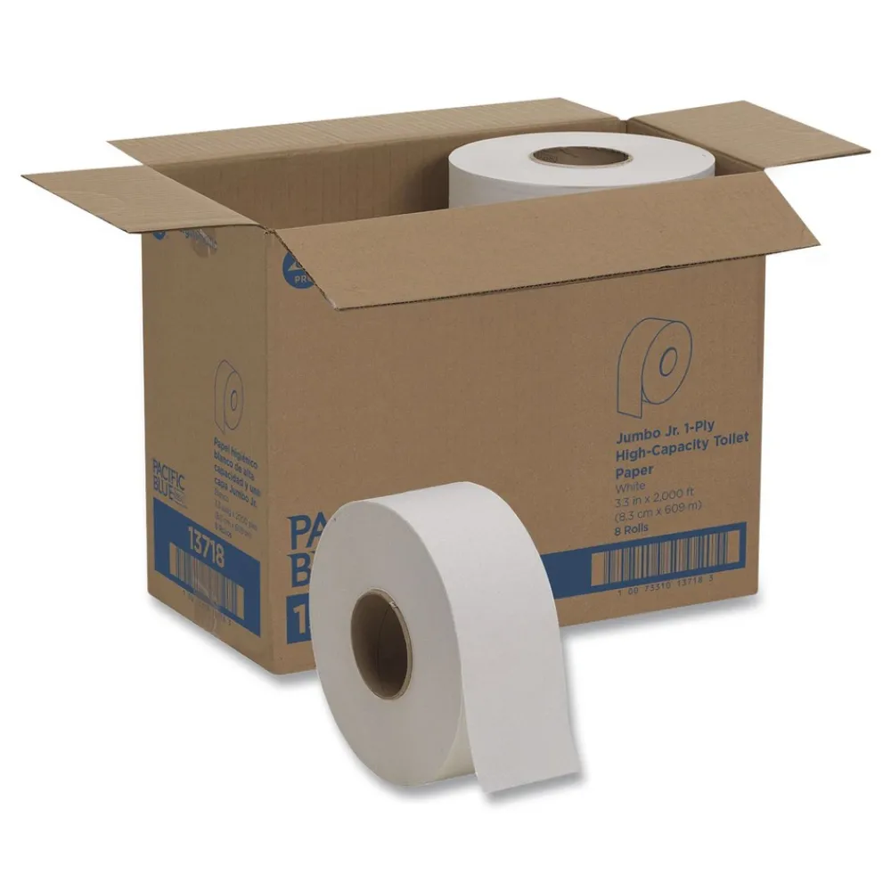 Hot 2000 ft. 1 Ply Jumbo Jr. Bath Tissue Rolls - White (8/Carton) Cleaning & Janitorial Supplies