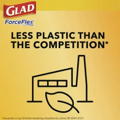 ForceFlex 24 in. x 27.38 in. 13 Gallon Kitchen Drawstring Trash Bags - Gain Original Scent/White (240/Carton) Cleaning & Janitorial Supplies