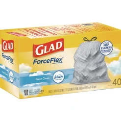 Best ForceFlex 24 in. x 27.38 in. 13 Gallon Kitchen Drawstring Trash Bags - White Fresh Clean Scent (240/Carton) Trash & Waste Bins