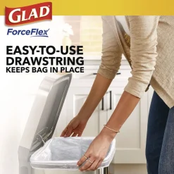 Best ForceFlex 24 in. x 27.38 in. 13 Gallon Kitchen Drawstring Trash Bags - White Fresh Clean Scent (240/Carton) Trash & Waste Bins