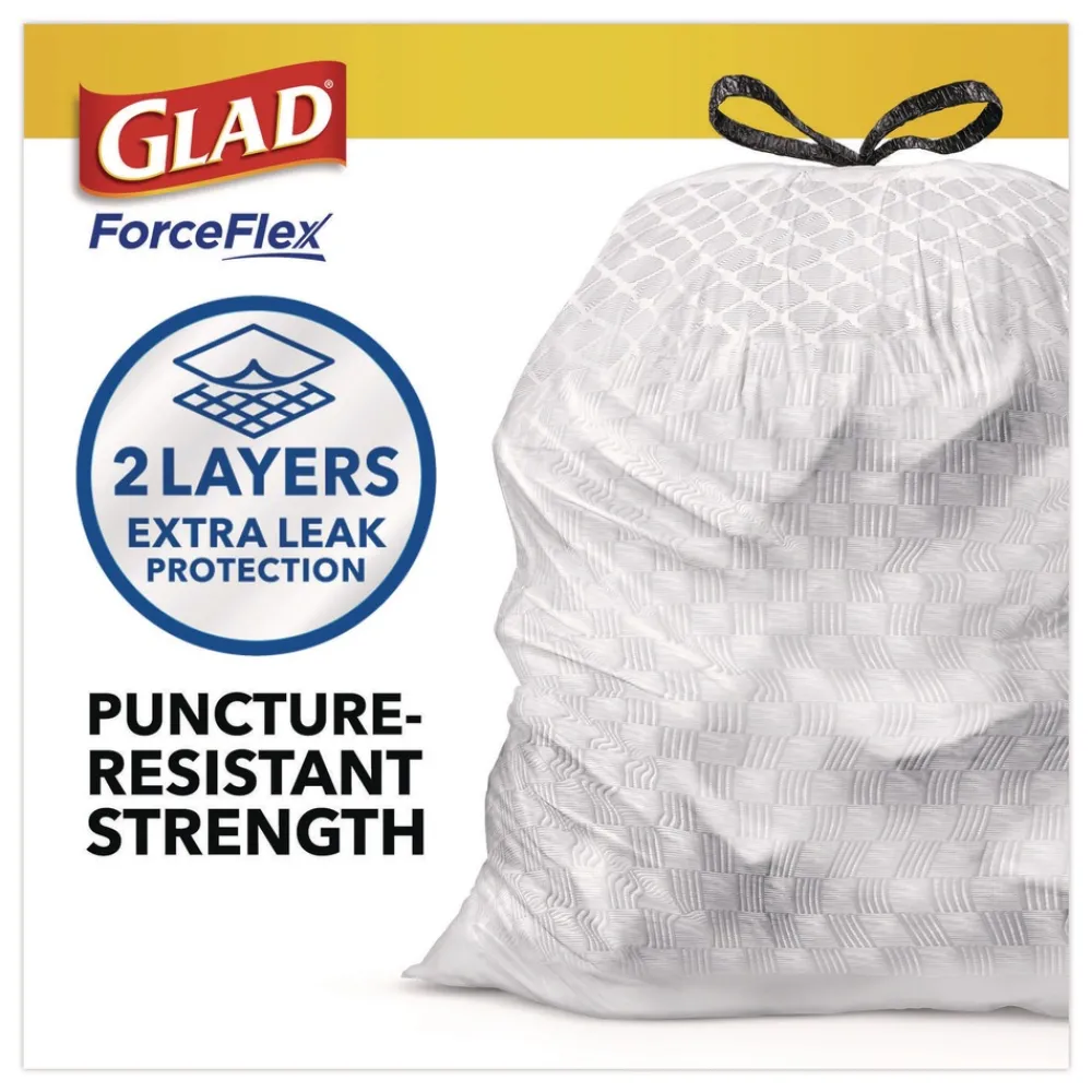 New ForceFlex Kitchen Drawstring Trash Bags, Drawstring, 13 gal, Unscented, 23.47 x 25.38, White, 110 Bags/Box, 3 Boxes/Carton Trash & Waste Bins