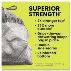 Online ForceFlex MaxStrength 24 in. x 28 in. 13 Gallon Tall Kitchen Drawstring Trash Bags - Fresh Clean Scent/White (204/Carton) Cleaning & Janitorial Supplies