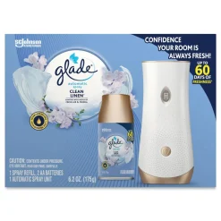 Clearance Clean Linen Automatic Spray Starter Kit - White/Gold (4/Carton) Odor Control