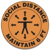 Discount 17 in. Circle "Social Distance Maintain 6 ft." Human/Arrows Slip-Gard Social Distance Floor Signs - Orange (25/Pack) Floor Signs