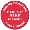 Discount 17 in. Circle "Thank You For Practicing Social Distancing Please Keep At Least 6 ft. Apart" Slip-Gard Floor Signs - Red (25/Pack) Floor Signs