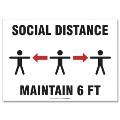 New 10 in. x 7 in. Wall 3-Human/Arrows Social Distance Signs - White (10/Pack) Floor Signs