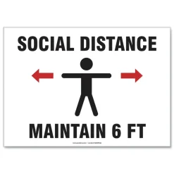Clearance 14 in. x 10 in. Wall Human/Arrows Social Distance Signs - White (10/Pack) Floor Signs