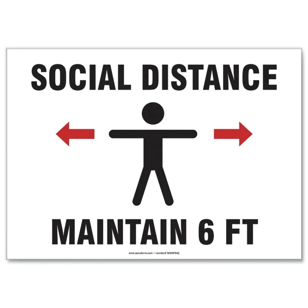 Clearance 14 in. x 10 in. Wall Human/Arrows Social Distance Signs - White (10/Pack) Floor Signs