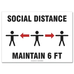 Sale 14 in. x 10 in. Wall 3-Human/Arrows Social Distance Signs - White (10/Pack) Floor Signs