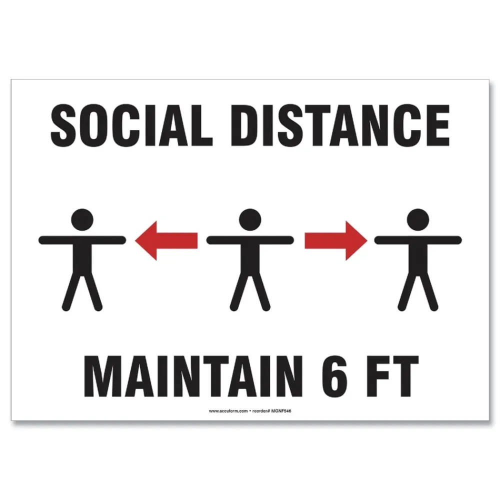 Sale 14 in. x 10 in. Wall 3-Human/Arrows Social Distance Signs - White (10/Pack) Floor Signs