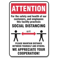 Outlet 10 in. x 14 in. Wall Humans/Arrows Social Distance Signs - Red/White (10/Pack) Floor Signs