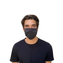 Cotton Face Mask with Antimicrobial Finish - Black (10/Pack) Masks
