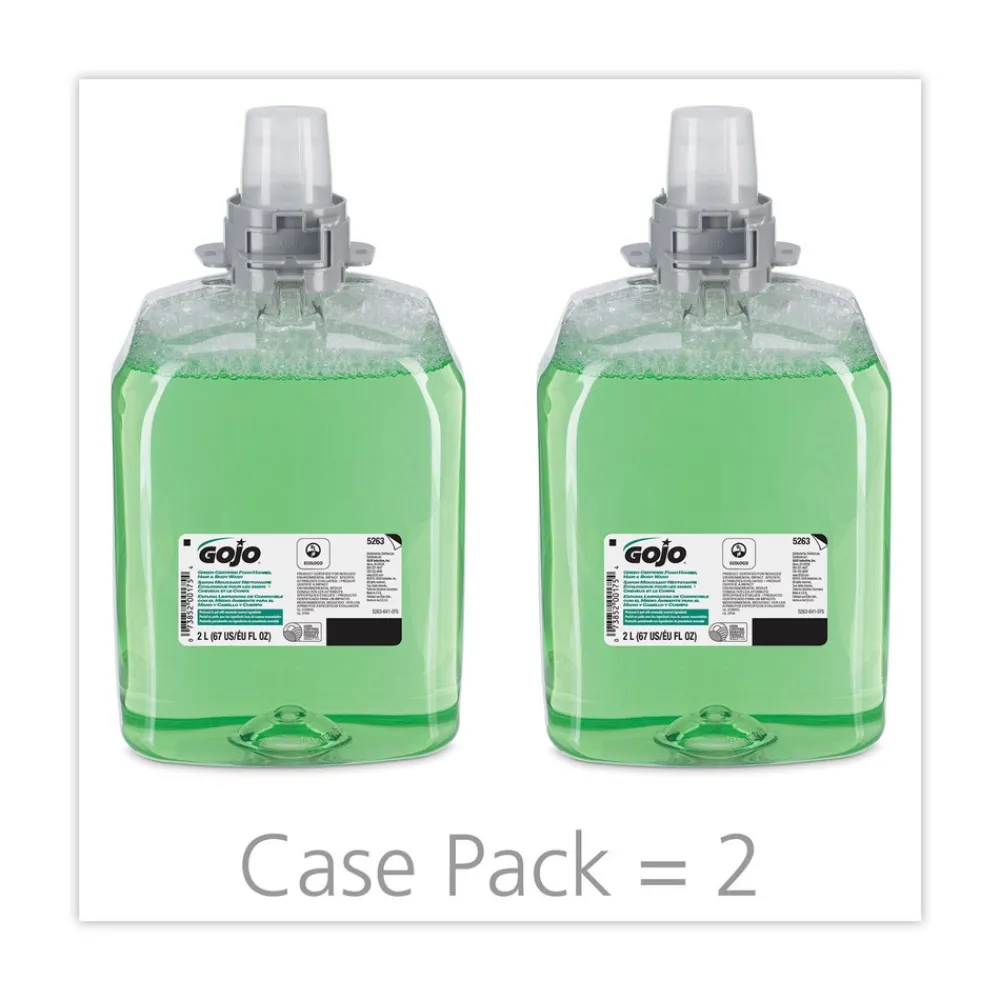 Hot 2000 mL Refill Green Certified Foam Hair and Body Wash - Cucumber Melon (2/Carton) Cleaning & Janitorial Supplies