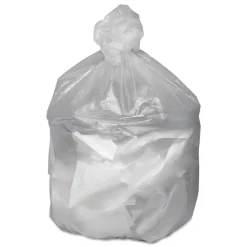 24 in. x 24 in. 10-Gallon 6 mic. Waste Can Liners - Natural (1000/Carton) Trash & Waste Bins
