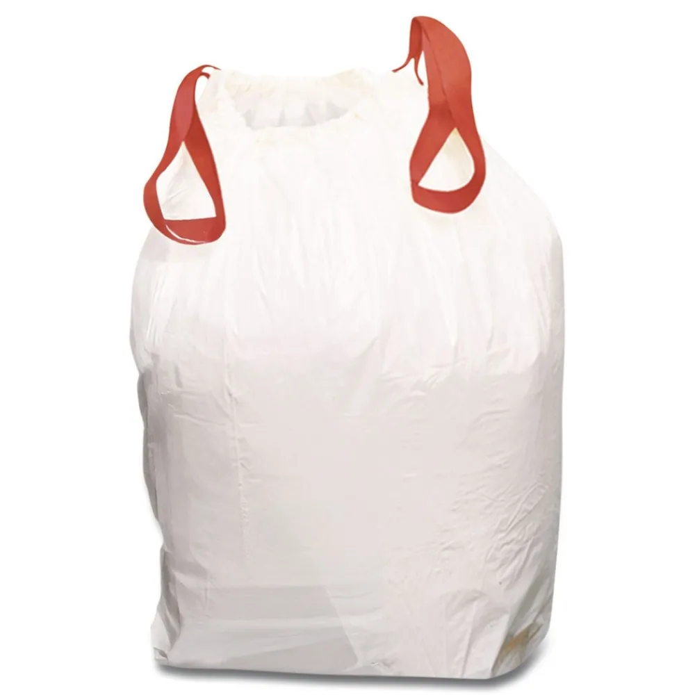 Clearance 1516848 13 Gallon 0.6 Mil, 24 in. x 27.4 in. Drawstring Kitchen Bags - White (300/Carton) Trash & Waste Bins