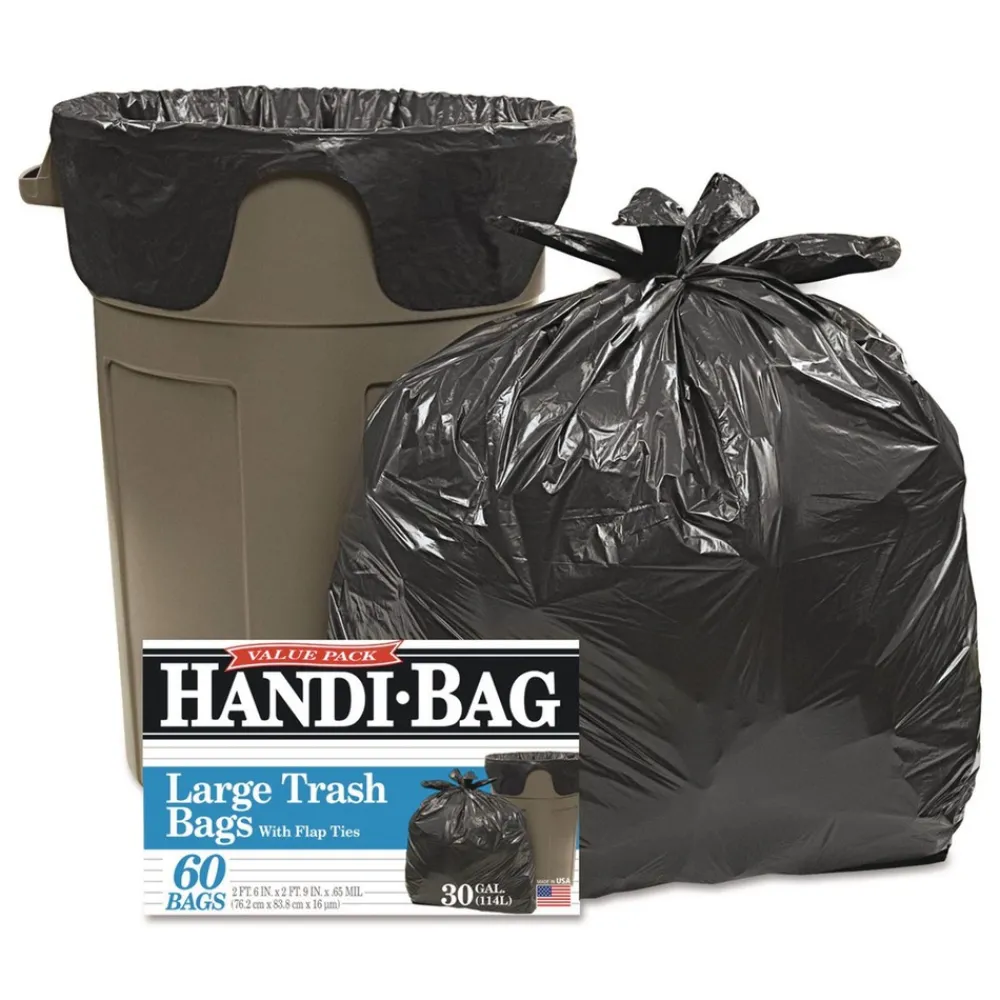 30 in. x 33 in. .65 mil 30 Gallon Super Value Pack Trash Bags - Black (60/Box) Cleaning & Janitorial Supplies