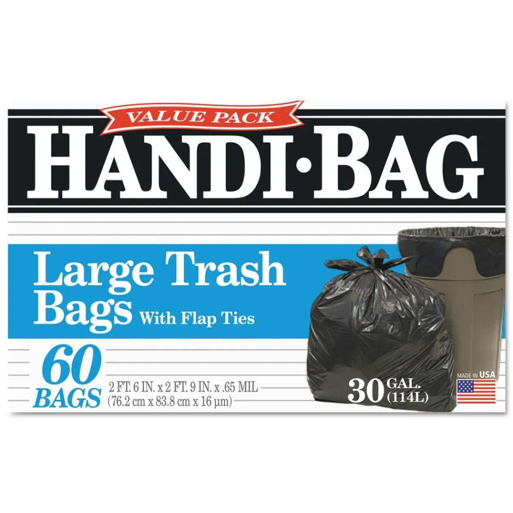 30 in. x 33 in. .65 mil 30 Gallon Super Value Pack Trash Bags - Black (60/Box) Cleaning & Janitorial Supplies