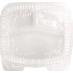 Hot HFA 6093S-250 8 in. x 3 in. x 8.87 in. Handi-Lock Plastic 3-Compartment Food Container - Clear (250/Carton) Tabletop And Serveware