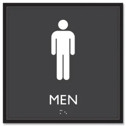 Sale 8 in. x 8 in. Men Plastic ADA Sign - Clear/White Floor Signs