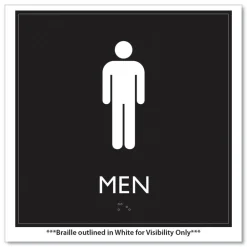 Sale 8 in. x 8 in. Men Plastic ADA Sign - Clear/White Floor Signs