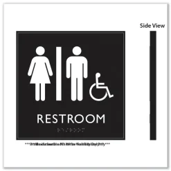 Online 8 in. x 8 in. Unisex Accessible Restroom Plastic ADA Sign - Clear/White Floor Signs