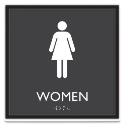 Hot 8 in. x 8 in. Women Plastic ADA Sign - Clear/White Floor Signs