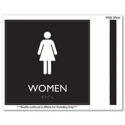 Hot 8 in. x 8 in. Women Plastic ADA Sign - Clear/White Floor Signs