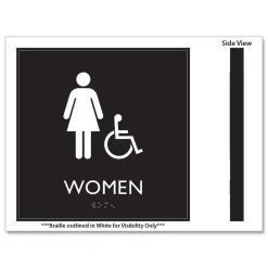 New 8 in. x 8 in. Women Accessible Plastic ADA Sign - Clear/White Floor Signs