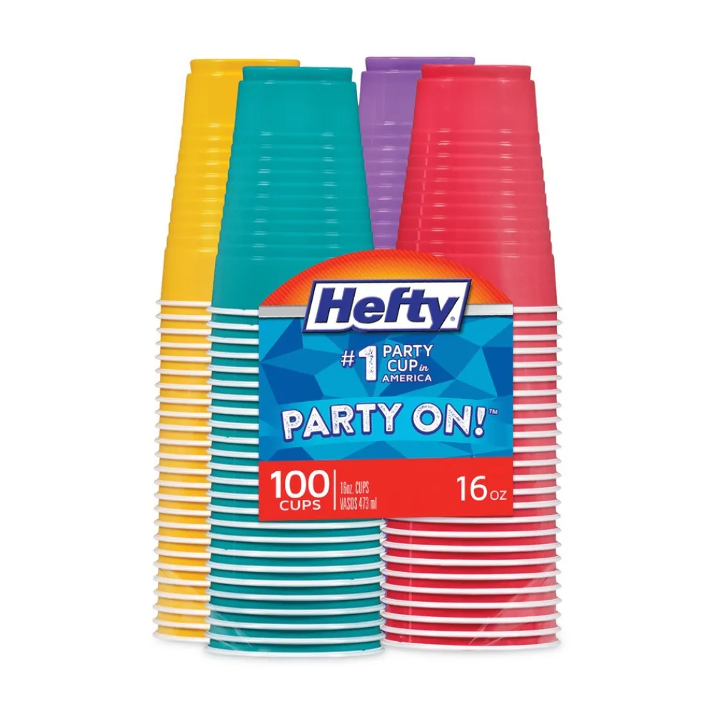 Clearance 16 oz. Easy Grip Disposable Plastic Party Cups - Assorted Colors (400/Carton) Tabletop And Serveware