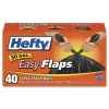New E27744 30 in. x 33 in. 30-Gallon 0.85 mil Easy Flaps Trash Bags - Black (40/Box, 6 Boxes/Carton) Trash & Waste Bins