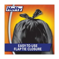 New E27744 30 in. x 33 in. 30-Gallon 0.85 mil Easy Flaps Trash Bags - Black (40/Box, 6 Boxes/Carton) Trash & Waste Bins