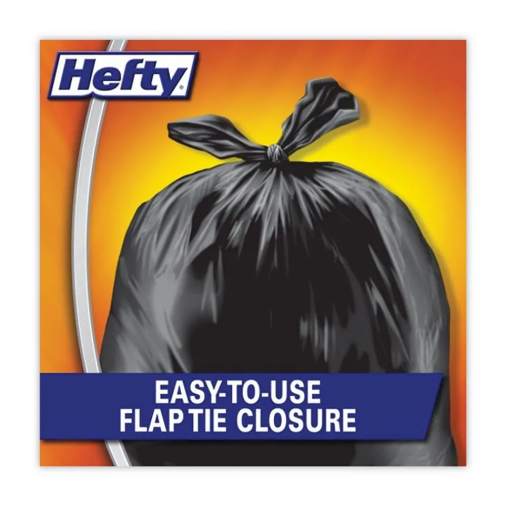New E27744 30 in. x 33 in. 30-Gallon 0.85 mil Easy Flaps Trash Bags - Black (40/Box, 6 Boxes/Carton) Trash & Waste Bins