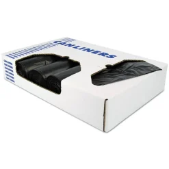 Clearance X8046AK 40 in. x 46 in. 45 Gallon 1.5 mil Reprocessed Resin Can Liners - Black (100/Carton) Trash & Waste Bins