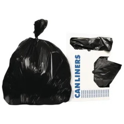 Clearance X8046AK 40 in. x 46 in. 45 Gallon 1.5 mil Reprocessed Resin Can Liners - Black (100/Carton) Trash & Waste Bins