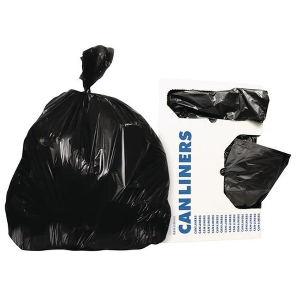 Clearance X8046AK 40 in. x 46 in. 45 Gallon 1.5 mil Reprocessed Resin Can Liners - Black (100/Carton) Trash & Waste Bins