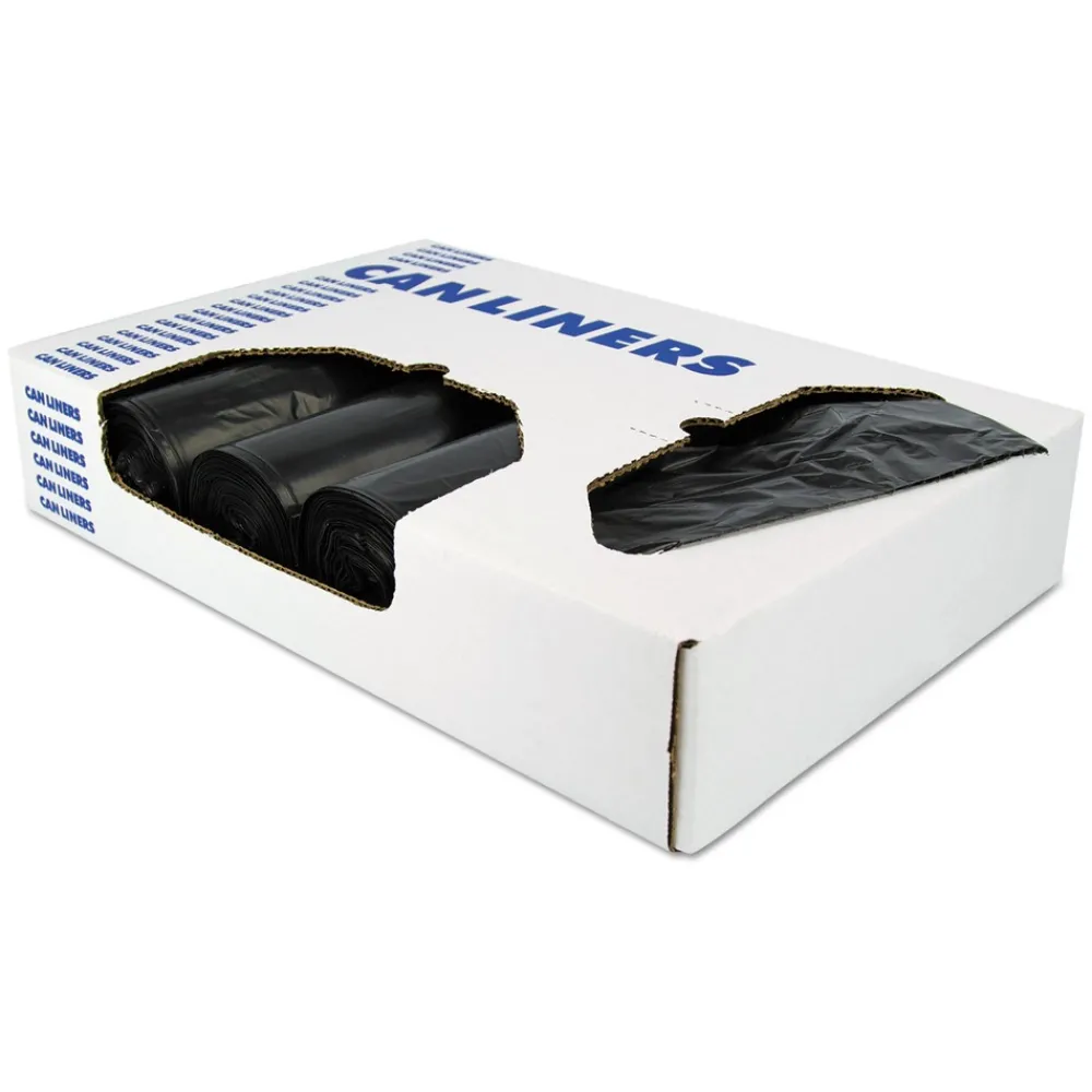 New X8046QK 45 Gallon 2 mil 40 in. x 46 in. Low-Density Repro Can Liners - Black (100/Carton) Cleaning & Janitorial Supplies