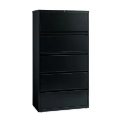 36 in. x 18.62 in. x 67.62 in. 5 Letter/Legal/A4-Size File Drawers Lateral File Cabinet - Black Office Furniture & Lighting