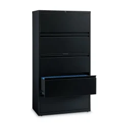36 in. x 18.62 in. x 67.62 in. 5 Letter/Legal/A4-Size File Drawers Lateral File Cabinet - Black Office Furniture & Lighting
