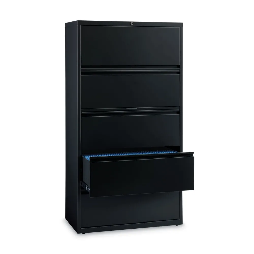36 in. x 18.62 in. x 67.62 in. 5 Letter/Legal/A4-Size File Drawers Lateral File Cabinet - Black Office Furniture & Lighting