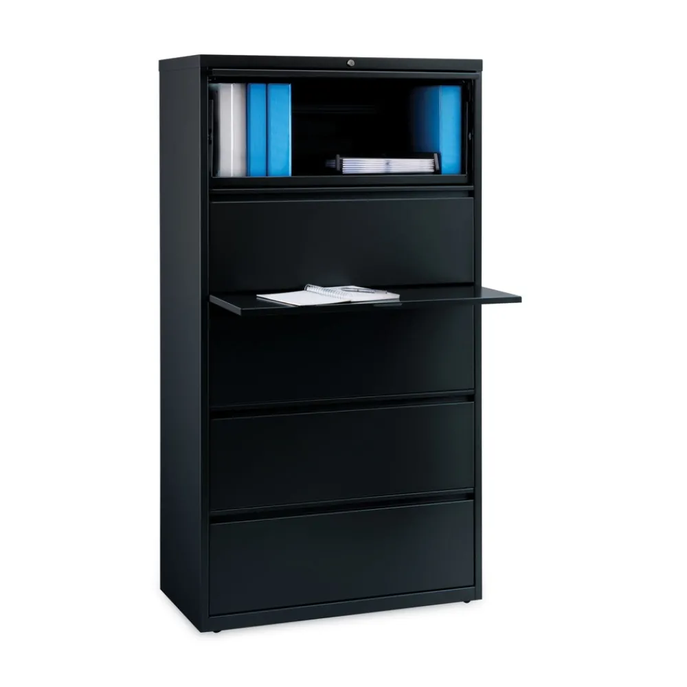 36 in. x 18.62 in. x 67.62 in. 5 Letter/Legal/A4-Size File Drawers Lateral File Cabinet - Black Office Furniture & Lighting
