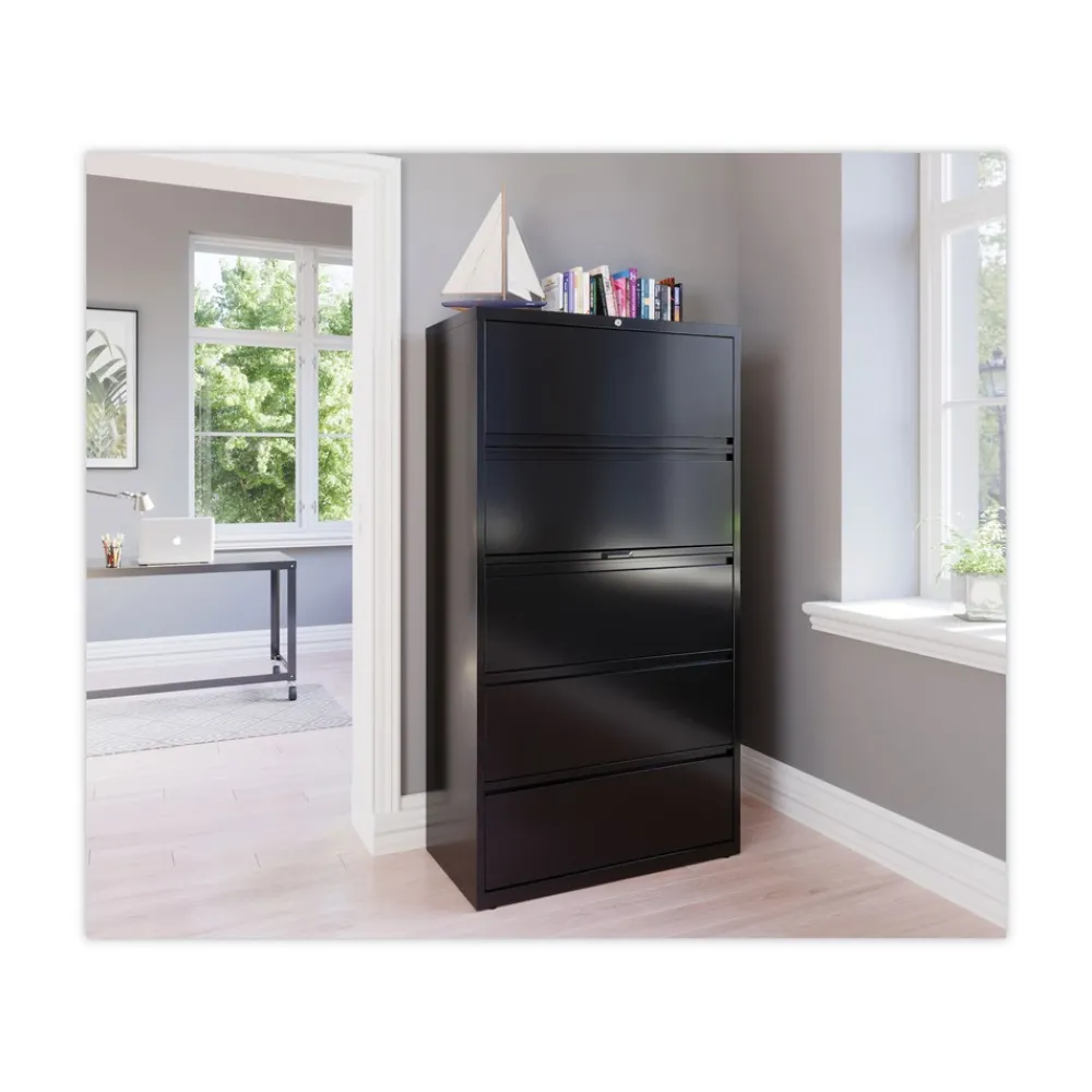 36 in. x 18.62 in. x 67.62 in. 5 Letter/Legal/A4-Size File Drawers Lateral File Cabinet - Black Office Furniture & Lighting