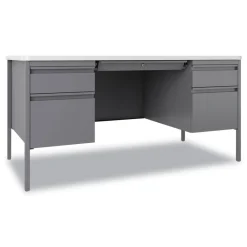 Outlet 60 in. x 30 in. x 29.5 in. Left and Right-Hand Pedestals Box/File Drawer Format Teachers Pedestal Desks - White/Platinum Office Furniture & Lighting