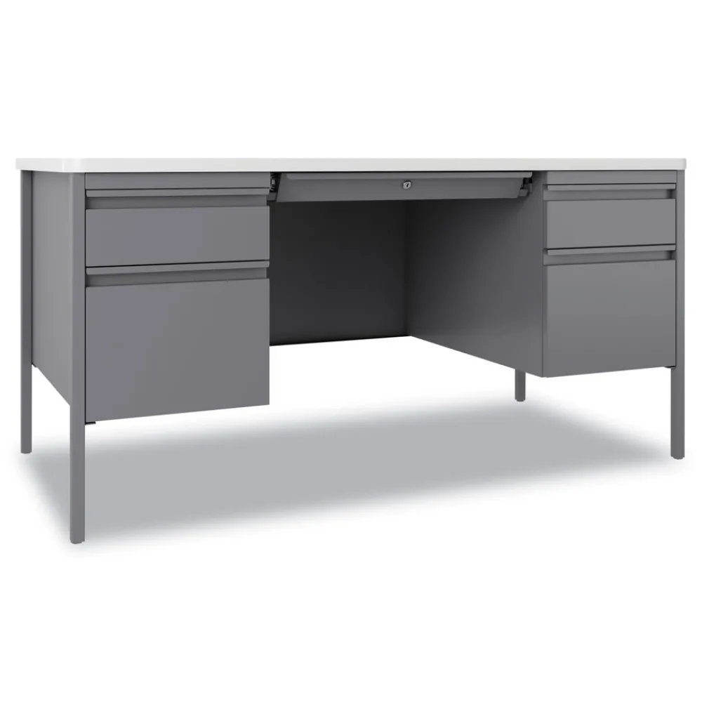 Outlet 60 in. x 30 in. x 29.5 in. Left and Right-Hand Pedestals Box/File Drawer Format Teachers Pedestal Desks - White/Platinum Office Furniture & Lighting