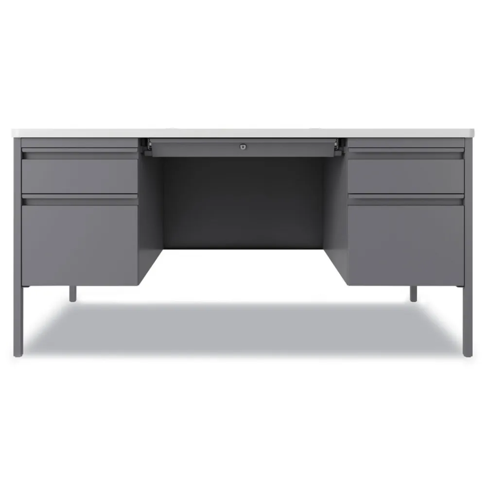 Outlet 60 in. x 30 in. x 29.5 in. Left and Right-Hand Pedestals Box/File Drawer Format Teachers Pedestal Desks - White/Platinum Office Furniture & Lighting