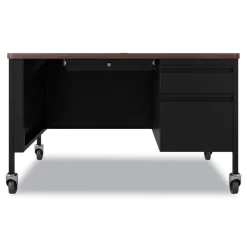 Discount 48 in. x 30 in. x 29.5 in. Right-Hand Pedestal Box/File Drawers Mobile Teachers Pedestal Desks - Walnut/Black Office Furniture & Lighting
