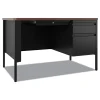 New 48 in. x 30 in. x 29.5 in. One Right-Hand Pedestal: Box/File Drawers Teachers Pedestal Desks - Walnut/Black Office Furniture & Lighting
