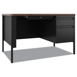 New 48 in. x 30 in. x 29.5 in. One Right-Hand Pedestal: Box/File Drawers Teachers Pedestal Desks - Walnut/Black Office Furniture & Lighting
