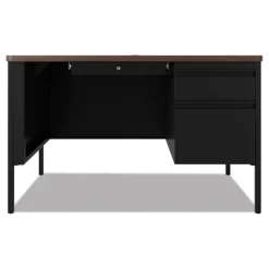 New 48 in. x 30 in. x 29.5 in. One Right-Hand Pedestal: Box/File Drawers Teachers Pedestal Desks - Walnut/Black Office Furniture & Lighting