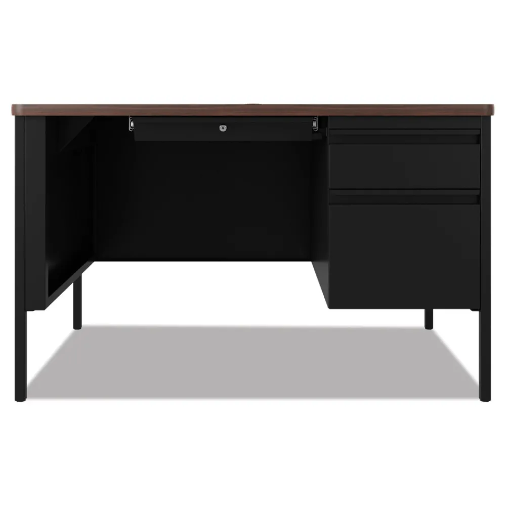 New 48 in. x 30 in. x 29.5 in. One Right-Hand Pedestal: Box/File Drawers Teachers Pedestal Desks - Walnut/Black Office Furniture & Lighting