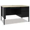 Sale 48 in. x 30 in. x 29.5 in. One Right-Hand Pedestal Box/File Drawers Teachers Pedestal Desks - Maple/Black Office Furniture & Lighting
